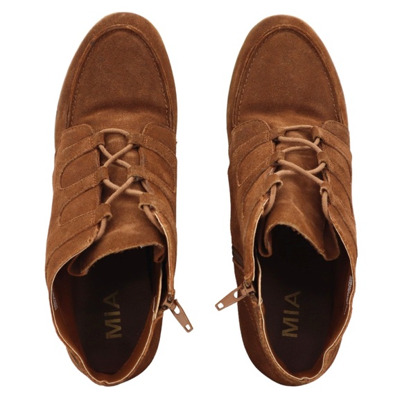 MIA Berdina Brown Suede Lace-Up Wedge Ankle Booties Women’s Size 11M Boho Casual - Picture 6 of 10